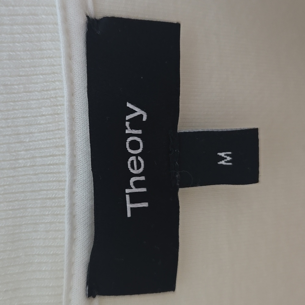 Good Condition Theory Crop Half Zip Sweatshirt In Ivory, Size Medium - Picture 5 of 10